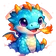 Colorful cartoon cat with expressive eyes and playful expression, ideal for a friendly profile picture.